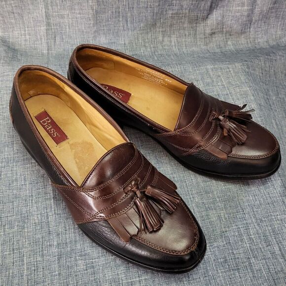 G.H. Bass Loafers Arnes Brown Leather Kiltie Tassel M024072  Men's 8M - Picture 1 of 11